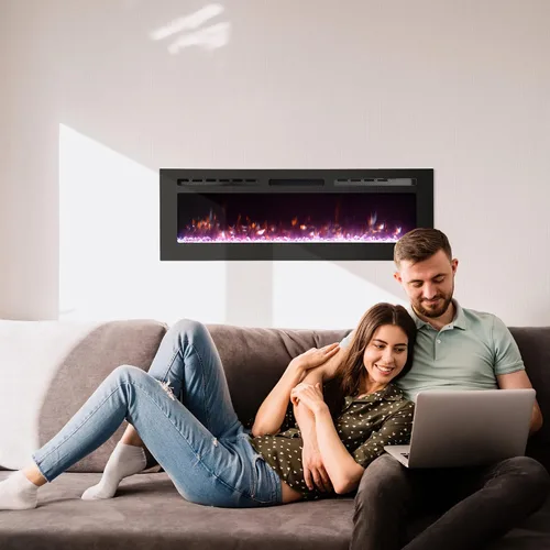 Miniatura 8 de Chimenea eléctrica independiente de 50 pulgadas, 12 colores de llama, potencia y temperatura ajustable, control remoto