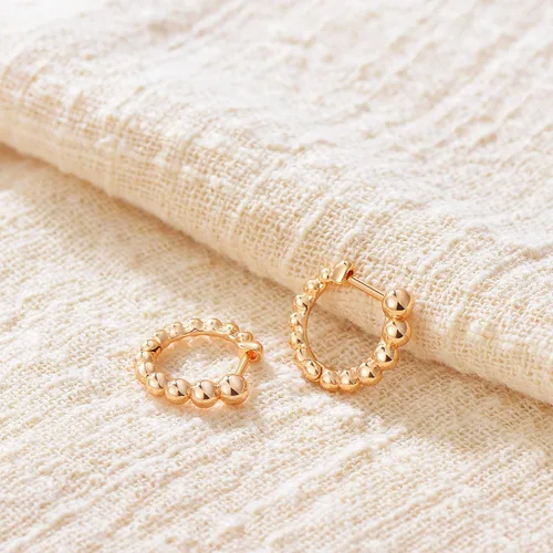 Miniatura 4 de VACRONA - Aretes tipo arracada de aro para mujer, chapados en oro de 14 quilates, diseño de Huggie