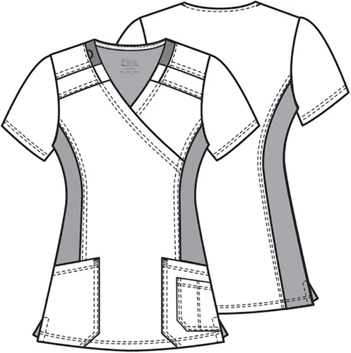 Miniatura 6 de Cherokee Women Mock Wrap Contemporary Fit Scrubs Top with Stretchy Knit Panel CK680