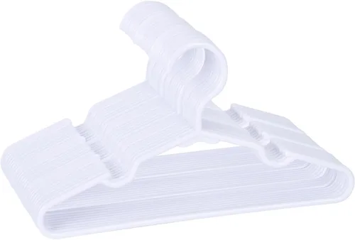 Miniatura 10 de Paquete de 60 perchas blancas para niños de 11.6 pulgadas, perchas para ropa de bebé para niños pequeños y niños, perchas de plástico duradero