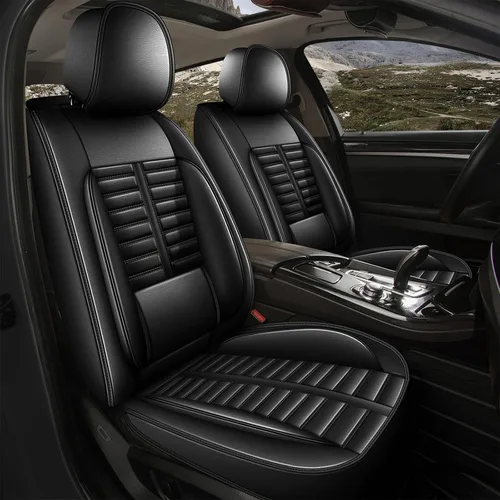 Miniatura 37 de Juego de fundas de asiento de automóvil para GMC Canyon 2015-2025, juego de fundas de asiento delantero de cuero con soporte lumbar, protector