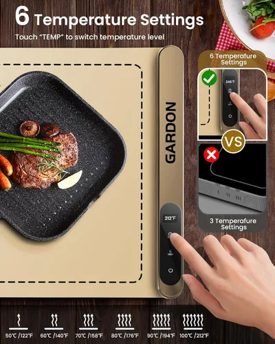 Miniatura 2 de Gardon Tapete de calentamiento para alimentos – Calentadores de alimentos de 18 x 11 pulgadas para fiestas, bufé, bandeja calentadora eléctrica
