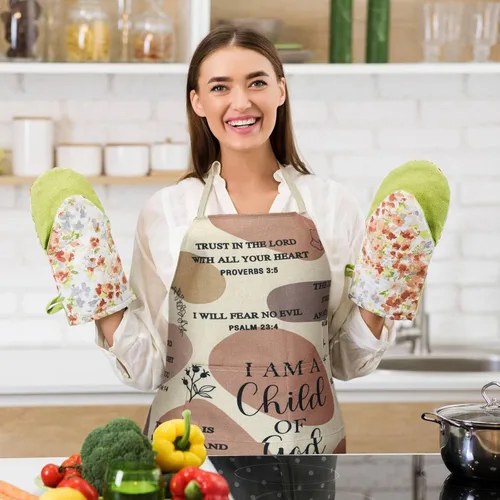 Miniatura 5 de Lasnten Delantal cristiano con versículo bíblico, regalos religiosos para mujeres, delantal cristiano espiritual inspirador con 2 bolsillos