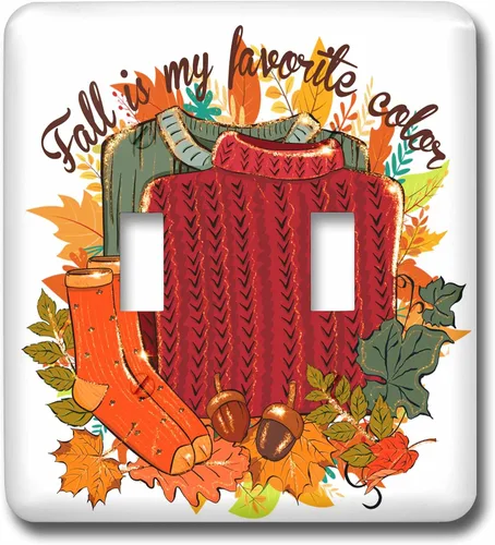 Miniatura 3 de 3dRose Fall is My Favorite Color of Orange Brown Green 2 plug outlet cover