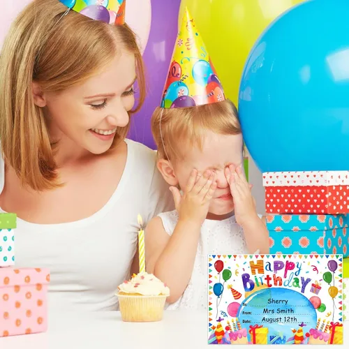 Miniatura 2 de D24TIME Certificados de cumpleaños para estudiantes – 36 piezas de acuarela, regalos de feliz cumpleaños para niños de profesores, suministros