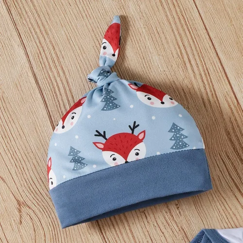 Miniatura 8 de Dimoybabe Conjunto de ropa para bebé recién nacido 3 piezas mameluco de manga larga pantalones sombrero