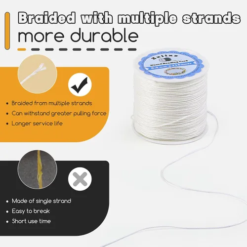 Miniatura 3 de Cuerda de pulsera de cordón encerado de 0.020 in, cuerda de cera de 116 yardas para hacer pulseras, hilo de cuentas de poliéster encerado para hacer