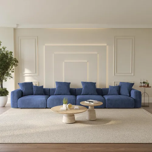 Miniatura 15 de WJShome Cloud Couch Sofá Seccional Modular, Sofá en Forma de L de 102 pulgadas con Otomana, Sofá de Pana Beige de 3 Asientos, Sofá Seccional