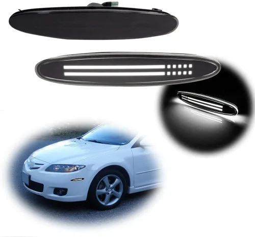 Miniatura 10 de Lente ahumada ámbar LED delantero marcador lateral luz Fender lámpara compatible con Mazda 6 Mazdaspeed6 GG GY GG1 GY1 Pieza OEM GK2A515E0A