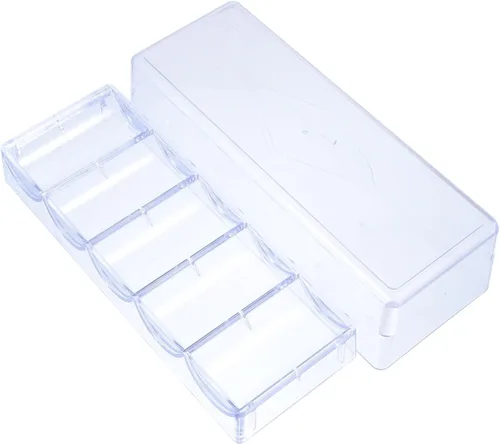 Miniatura 7 de LABRIMP Contenedor de almacenamiento de 5 compartimentos de plástico, caja de chips, contenedor transparente, caja organizadora transparente