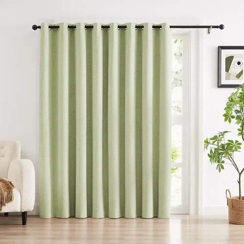 Miniatura 21 de Anpark Cortinas 100% opacas para dormitorio, cortina opaca de lino estilo granja de 84 pulgadas de largo, juego de 2 paneles, cortinas de ventana