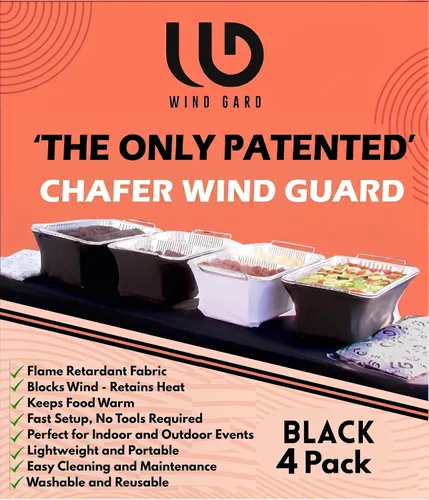Miniatura 12 de The Original Patented' - Protector contra el viento para bufés, catering, cubierta para calentador de alimentos, poliéster ignífugo, lavable, Negro