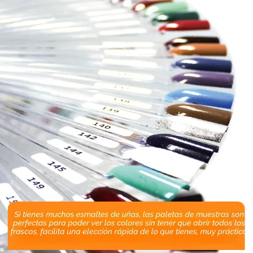 Miniatura 7 de 50 barras de muestra de uñas con anillo y puntas numeradas, pantalla transparente en forma de abanico para práctica de esmalte de uñas