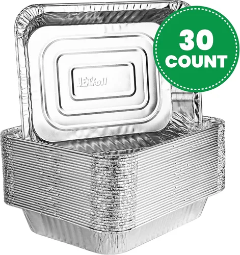 Miniatura 2 de PLASTICPRO Bandejas desechables de papel de aluminio de 9 x 13, tamaño medio profundo, para mesa de vapor y hornear - Utensilios de cocina perfectos