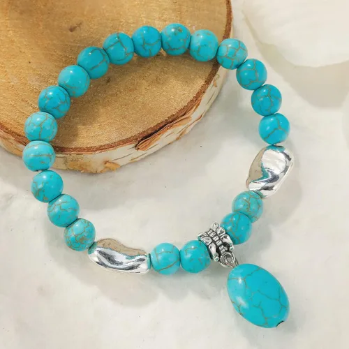 Miniatura 4 de LETAJOY Turquoise Bracelet for Women,Healing Crystal Stone Stretch Round Bead Bracelets for Women Men Jewelry