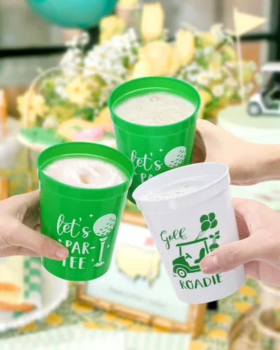 Miniatura 5 de Nefelibata Copas de golf para despedida de soltera, 12 unidades, vasos de plástico Let's Par-Tee, decoraciones de fiesta temática de golf