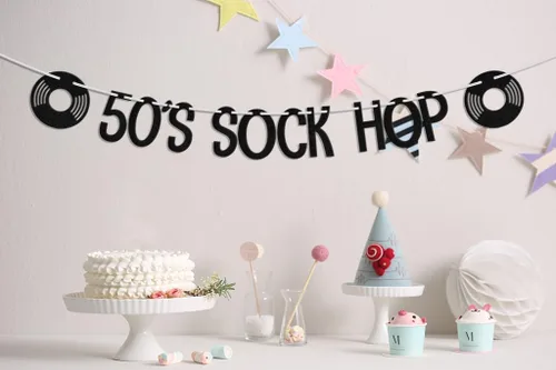 Miniatura 3 de Banner de los años 50, decoraciones de cumpleaños temáticas de los años 50, retro Rock N Roll de los años 50, música disco clásica, estrella