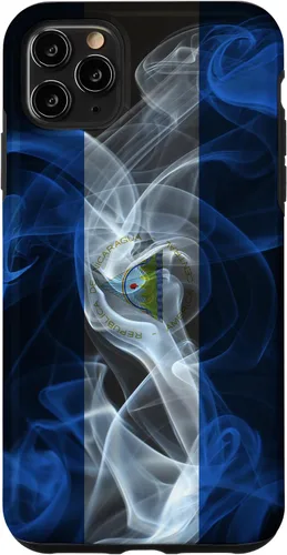 Miniatura 13 de iPhone 13 Pro Max Smoky Nicaragua Flag - Funda de orgullo nicaragüense estilo humo
