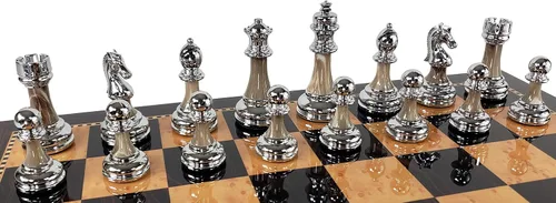 Miniatura 6 de HPL Staunton - Juego de ajedrez cromado y negro para hombre con tablero de color nogal oscuro de 18 pulgadas, 2 jugadores, a partir de 12 años