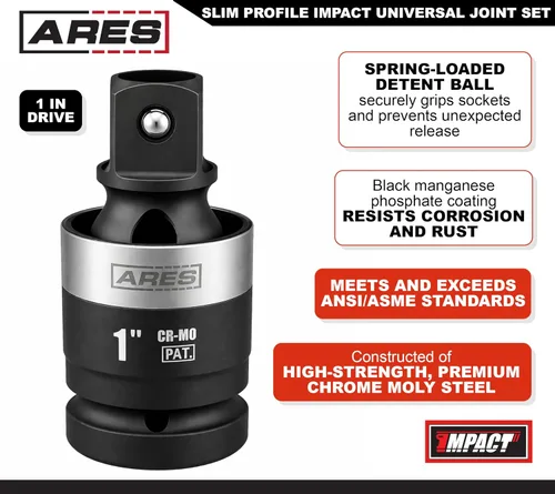 Miniatura 2 de ARES 2061002 – Junta universal de impacto de 1 pulgada con perfil delgado – Junta universal con clasificación de impacto con perfil delgado