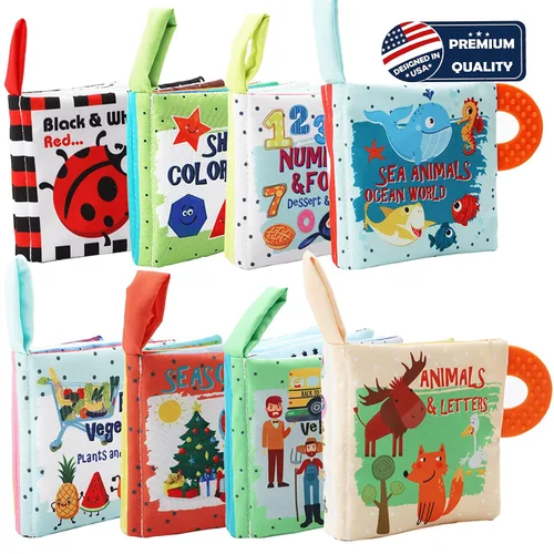 Miniatura 9 de Libros para bebés, regalos de juguetes para bebés, libros arrugados de tela para bebés, bebés de 0-3-6-12-18 meses, juguetes de aprendizaje temprano
