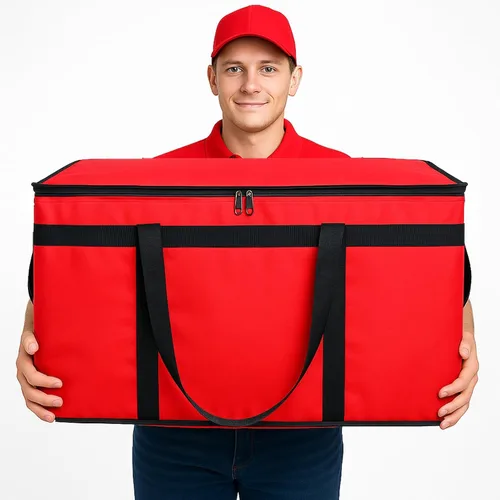 Miniatura 5 de Bodaon Paquete de 2 bolsas grandes aisladas para entrega de alimentos, XXXL para compras de comestibles/catering/pizza, bolsa de entrega de viaje