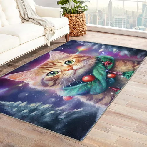 Miniatura 49 de Alfombra de oso de 2 x 3 pies, alfombra de Navidad para entrada, sala de estar, dormitorio, alfombra de animales salvajes, decoración de habitación