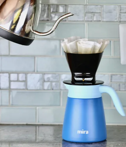 Miniatura 3 de MIRA Servidor de jarra de café aislado, dispensador de café de acero inoxidable, 27 onzas, azul rey