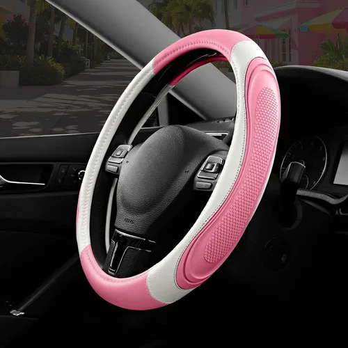 Miniatura 15 de Road Comforts Funda para volante de automóvil, funda de cuero de microfibra para volante de 14.5 a 15 pulgadas, antideslizante, para hombres