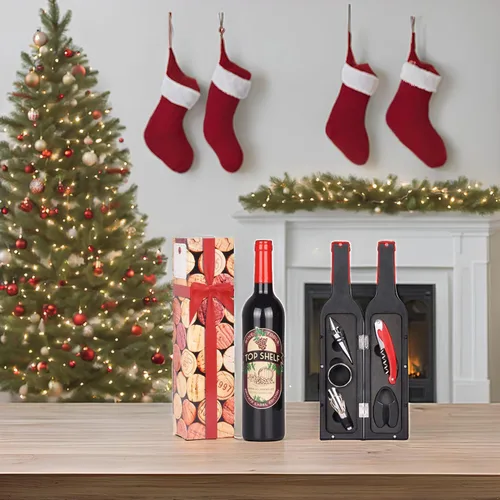 Miniatura 7 de Solaris Juego de 5 piezas de sacacorchos de vino de lujo con forma de botella en elegante caja de regalo, regalo de San Valentín para mujeres y Rojo