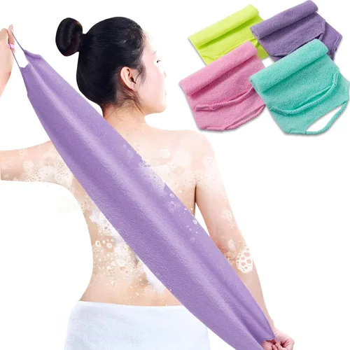 4 piezas exfoliante de espalda con asas, exfoliante de espalda de nailon de longitud extendida, paño exfoliante elástico, correa de tirar, limpiador