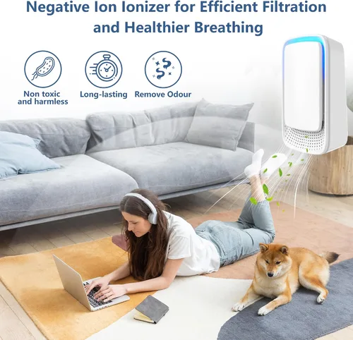 Miniatura 2 de Mini ionizador de aire enchufable para el hogar, no necesita filtro, silencioso de 30 dB, libera 131.2-328.1 ft de iones/minuto, ultra delgado