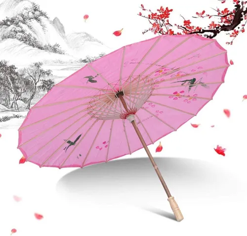 Miniatura 3 de HEALLILY Paraguas japonés chino de papel al óleo, sombrilla para bailar Umberlla, accesorios de fotografía para adultos o niños (rosa)