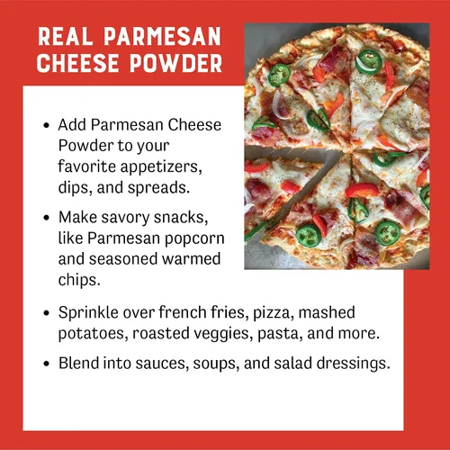 Miniatura 5 de Judee's Gluten Free Queso parmesano en polvo, condimento rico y sabroso, condimento parmesano y apto para dieta cetogénica, bolsa resellable y polvo