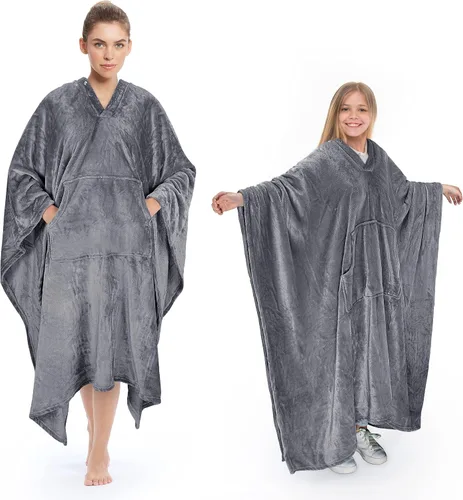 Miniatura 9 de Tirrina Manta poncho de polar 2 en 1, muy suave y cómoda, para adultos mujeres, hombres y niños para uso interior o al aire libre, 55x80 pulgadas