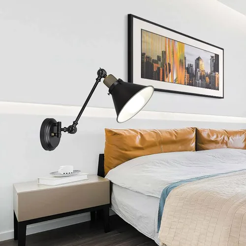 Miniatura 6 de Lámpara de pared con pilas, sin necesidad de cableado, iluminación de pared, con brazo oscilante, con control remoto regulable, para interiores