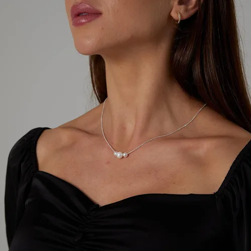 Miniatura 4 de Delicado collar con colgante de perlas para mujer, chapado en oro de 14 quilates, elegante collar de perlas de agua dulce, collar de perlas con clip