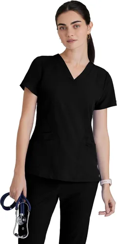 Miniatura 9 de BARCO ONE - Camiseta médica con cuello en V y 5 bolsillos, elástico de 4 vías, para mujer Bahama