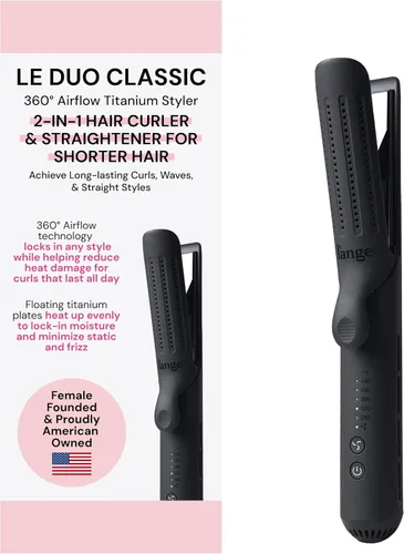 L'ANGE HAIR Le Duo Estilizador Estándar de Flujo de Aire 360° | Varita Rizadora 2 en 1 y Plancha Plana de Titanio Alisadora de Cabello | Rizador de