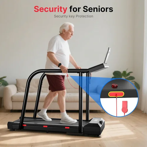 Miniatura 4 de Yesoul Walking Treadmill for Seniors with Long Handrails – 4 Major Safety Protections, Emergency Stop Button, Treadmill for Home 300 lbs Capacity