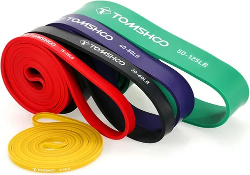 Miniatura 7 de TOMSHOO Juego de bandas de resistencia, 4/5 piezas de bandas de entrenamiento de ejercicio de fitness con bolsa de almacenamiento, anclaje