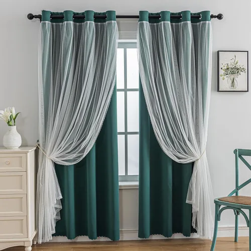 Miniatura 21 de Anytime Cortinas opacas y transparentes para ventana, par de paneles de cortinas lisas con ojales en la parte superior, 35 pulgadas de ancho x 63