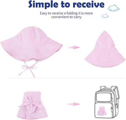 Miniatura 5 de Zando Sombrero de sol para bebé, UPF 50+, protección solar, sombreros para niños y niñas, sombrero de playa de ala ancha, sombrero de cubo