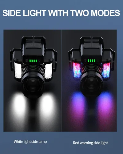Miniatura 7 de Linterna frontal LED recargable súper brillante, luz de cabeza impermeable con sensor de movimiento para adultos, 5 modos de faro manos libres