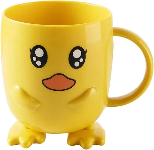 Soporte irrompible para pasta de dientes para cepillo de dientes de 11.5 fl oz para niños, tazas de dibujos animados de pato para agua, leche, jugo,