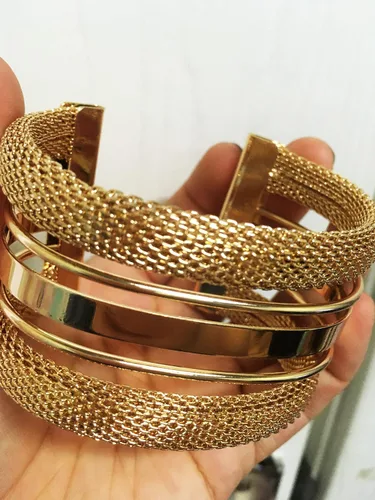 Miniatura 7 de Pulseras elegantes para mujer y niña, brazalete dorado