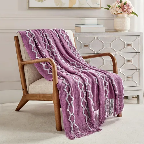 Miniatura 32 de Bourina - Manta de chenilla de punto, ligera, suave, acogedora, para cama, sofá, silla