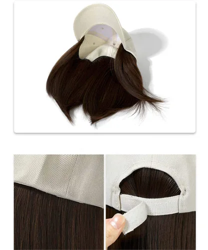 Miniatura 3 de YEKEYI Gorra de béisbol con extensiones de cabello, peluca sintética para mujer, gorra de béisbol ajustable (beige negro)