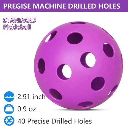 Miniatura 5 de Paquete de 6 pelotas de pickleball deportivas para exteriores - 40 pelotas de pickleball - Bolas de pickleball de EE. UU. aprobadas por USAPA