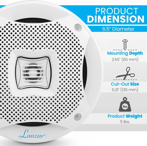 Miniatura 3 de LANZAR Altavoces marinos duales de 6.5 pulgadas + receptor marino estéreo Pyle Bluetooth